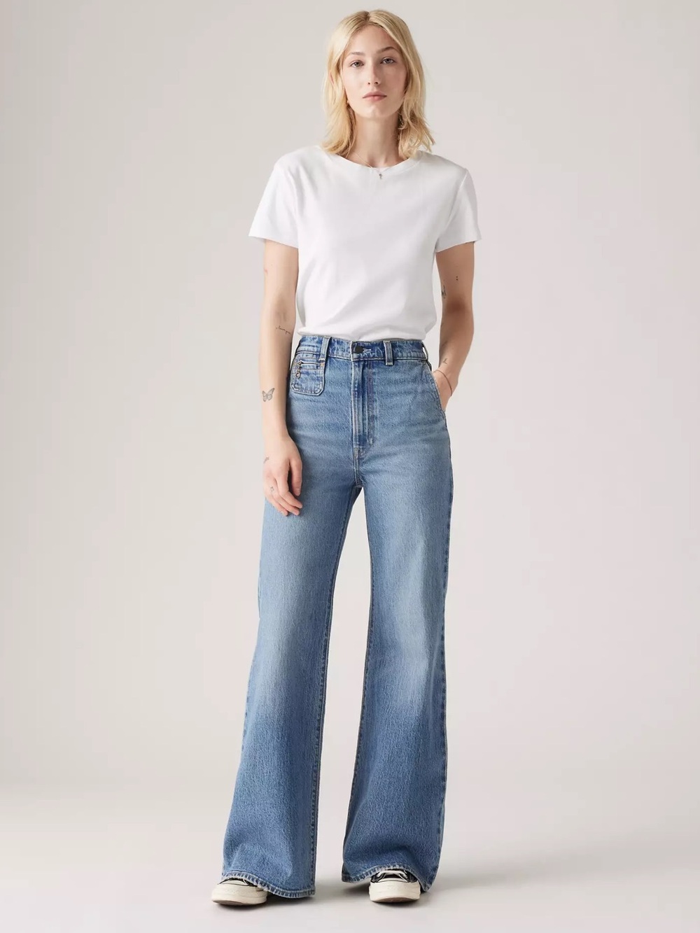 Levi's Premium Ribcage Bell High Rise Wide Leg Flare Denim Jeans Size 29 8